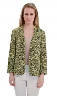 Diane von Furstenberg Women's Victor Print Lily Jacket Tweed Yellow 10