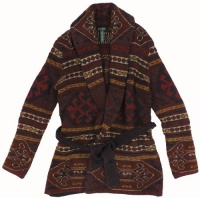 Lauren Ralph Lauren Women's Southwest Knit Shawl Collar Wrap Cardigan Sweater (Multi) (Small) Lauren Ralph Lauren Women's Southwest Knit Shawl Collar Wrap Cardigan Sweater (Multi) (Small)