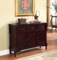 King's Brand R1021 Wood Console Sideboard Table with Drawers and Storage, Cherry Finish King's Brand R1021 Wood Console Sideboard Table with Drawers and Storage, Cherry Finish