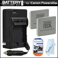 2 Pack Battery And Charger Kit For Canon Powershot ELPH 310 HS ELPH 100 ELPH 300 SD960 IS SD940 IS SD780 IS SD1400 IS Digital Camera Includes 2 Extended Replacement (900 maH) NB-4L Battery + AC/DC Travel Charger + Screen Protectors + MicroFiber Cloth 2 Pack Battery And Charger Kit For Canon Powershot ELPH 310 HS ELPH 100 ELPH 300 SD960 IS SD940 IS SD780 IS SD1400 IS Digital Camera Includes 2 Extended Replacement (900 maH) NB-4L Battery + AC/DC Travel Charger + Screen Protectors + MicroFiber Cloth