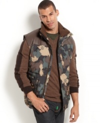Handsome camouflaged vest by LRG with military style pockets. Handsome camouflaged vest by LRG with military style pockets.
