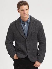 Better suited for after hours, this chunky wool-blend knit will provide endless luxury and warmth each chilly evening, weekend and beyond.Button-frontChest, waist patch pocketsRear vent60% acrylic/30% wool/10% viscoseDry cleanImported Better suited for after hours, this chunky wool-blend knit will provide endless luxury and warmth each chilly evening, weekend and beyond.Button-frontChest, waist patch pocketsRear vent60% acrylic/30% wool/10% viscoseDry cleanImported