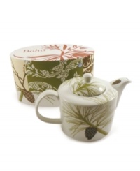 Steeped in 1950s charm, the Boho teapot from Rosanna stands out in snow-white porcelain with fresh pine branches and cones. Cute on its own and utterly chic amidst the eclectic Boho dinnerware collection. Steeped in 1950s charm, the Boho teapot from Rosanna stands out in snow-white porcelain with fresh pine branches and cones. Cute on its own and utterly chic amidst the eclectic Boho dinnerware collection.