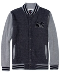 This rad 3rd & Army varsity jacket is perfect for the guy who's: less pep rally, more half pike. This rad 3rd & Army varsity jacket is perfect for the guy who's: less pep rally, more half pike.