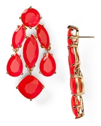 Make a date with kate spade new york with this pair of chandelier earrings, accented by a bright cascade of clustered stones. Make a date with kate spade new york with this pair of chandelier earrings, accented by a bright cascade of clustered stones.