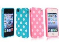 Importer520 2in1 Combo Polka Dot Flex Gel Case for Iphone 4 & 4S, Baby Blue/Pink Importer520 2in1 Combo Polka Dot Flex Gel Case for Iphone 4 & 4S, Baby Blue/Pink