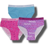 Calvin Klein Logo Girl's bikini's 3 pack in Lavender, pink and light blue - Girls 6/6X Calvin Klein Logo Girl's bikini's 3 pack in Lavender, pink and light blue - Girls 6/6X