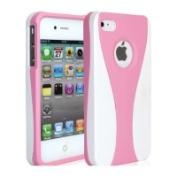 White & Pink Snap-on Rubber Coated Case for Apple iPhone 4 4S 4GS 4G + Screen Film White & Pink Snap-on Rubber Coated Case for Apple iPhone 4 4S 4GS 4G + Screen Film