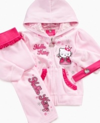 She'll love cuddling up in this hoodie from Hello Kitty, which comes with an adorable headband or tiara with purchase. She'll love cuddling up in this hoodie from Hello Kitty, which comes with an adorable headband or tiara with purchase.