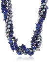Twisted Freshwater Cultured Pearl and Gemstone Chip Necklace, 36