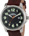 Timex Men's T44921 Expedition Metal Field Black/Brown Leather Strap Watch
