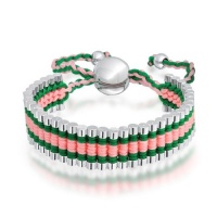 Bling Jewelry Silver Plated Linked Bars Pink and Green Adjustable Friendship Bracelet Bling Jewelry Silver Plated Linked Bars Pink and Green Adjustable Friendship Bracelet