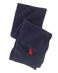 Perfect for colder days, a cotton scarf is rendered in a solid design with an embroidered Big Pony for classic style. Perfect for colder days, a cotton scarf is rendered in a solid design with an embroidered Big Pony for classic style.