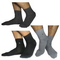 3 PACK: Mens Calvin Klein CK Ultra Soft Athletic Thermal Cotton Socks - Multicolor - Black & Grey (Size: One size)