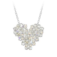 Sterling Silver Swarovski Elements Aurore Boreale Heart Pendant Necklace on Rolo Chain, 16+3 Extender