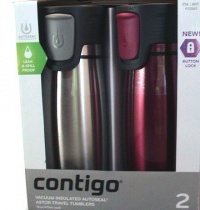 Contigo AUTOSEAL® Locking Stainless Steel Travel Mug 2 pack Stainless / Berry Contigo AUTOSEAL® Locking Stainless Steel Travel Mug 2 pack Stainless / Berry