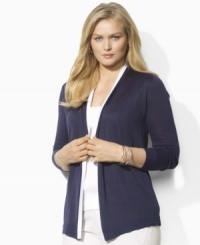Lauren by Ralph Lauren's plus size cardigan is crafted in lightweight combed cotton with a modern open front. (Clearance) Lauren by Ralph Lauren's plus size cardigan is crafted in lightweight combed cotton with a modern open front. (Clearance)