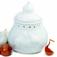 Norpro 254 White Stoneware Garlic Keeper, Off-White Norpro 254 White Stoneware Garlic Keeper, Off-White