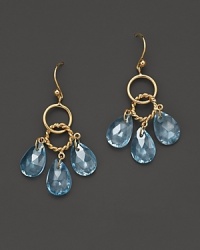 Faceted pear cut blue topaz adds rich sparkle to links of 14K yellow gold. By Nancy B. Faceted pear cut blue topaz adds rich sparkle to links of 14K yellow gold. By Nancy B.