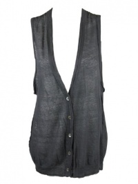 Inhabit womens cotton linen semi sheer vest top