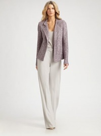 Luxe, textural tweed, tailored in an open-front style with soft notched lapels.Notched lapelsLong sleevesOpen frontAbout 24 from shoulder to hem80% rayon/20% woolDry cleanMade in USA of Italian fabricModel shown is 5'11 (180cm) wearing US size 4. Luxe, textural tweed, tailored in an open-front style with soft notched lapels.Notched lapelsLong sleevesOpen frontAbout 24 from shoulder to hem80% rayon/20% woolDry cleanMade in USA of Italian fabricModel shown is 5'11 (180cm) wearing US size 4.