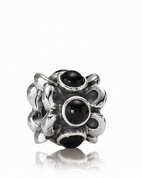 A ring of sterling silver flowers is punctuated with elegant onyx stones. Charm by PANDORA. A ring of sterling silver flowers is punctuated with elegant onyx stones. Charm by PANDORA.