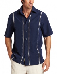 Cubavera Men's Short Sleeve Front Insert with Pickstitching Shirt Cubavera Men's Short Sleeve Front Insert with Pickstitching Shirt