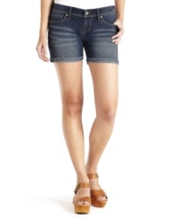 Featuring a frayed hem and expert fading, these cuffed shorts from Levi's are the perfect pick for everyday style! Featuring a frayed hem and expert fading, these cuffed shorts from Levi's are the perfect pick for everyday style!