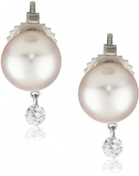 TARA Pearls Dancing Diamond Cultured Pearl Stud 8X8.5mm 18 Karat White Gold Stud Earrings