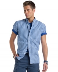 Get in the stripe zone. Izod add some fine lines to cool chambray for a weekend winner. Get in the stripe zone. Izod add some fine lines to cool chambray for a weekend winner.