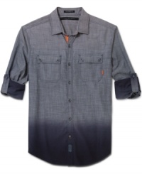 Sean John elevates cool chambray with a sweet dip dye for standout style. Sean John elevates cool chambray with a sweet dip dye for standout style.