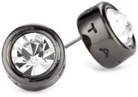 T Tahari Hematite and Clear Crystal Signature Stud Earrings T Tahari Hematite and Clear Crystal Signature Stud Earrings