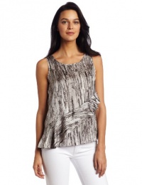 AK Anne Klein Women's Raindrop Print Asymmetrical Ruffle Blouse AK Anne Klein Women's Raindrop Print Asymmetrical Ruffle Blouse