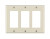 Leviton 80411-A 3-Gang Decora/GFCI Device Decora Wallplate, Standard Size, Thermoset, Device Mount, Almond