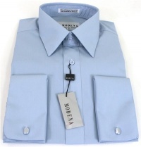 Mens Modena Solid Light Blue French Cuff Dress Shirt Mens Modena Solid Light Blue French Cuff Dress Shirt