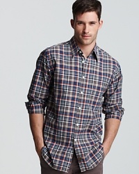 A dapper check pattern livens things up with this crisp cotton sport shirt from Billy Reid. A dapper check pattern livens things up with this crisp cotton sport shirt from Billy Reid.