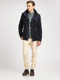 Build up your colored denim palette one hue at a time, starting with this slim-fitting silhouette, destined to be a weekend favorite, treated and distressed to give the look of a well-worn favorite.Five-pocket styleInseam, about 32CottonMachine washMade in Italy Build up your colored denim palette one hue at a time, starting with this slim-fitting silhouette, destined to be a weekend favorite, treated and distressed to give the look of a well-worn favorite.Five-pocket styleInseam, about 32CottonMachine washMade in Italy