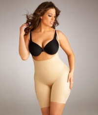 SPANX Slimplicity Open-bust Mid-Thigh Body Briefer Plus Size, 1X, Black SPANX Slimplicity Open-bust Mid-Thigh Body Briefer Plus Size, 1X, Black