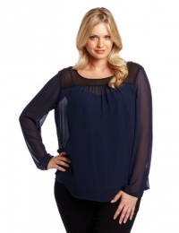 DKNYC Women's Plus-Size Long Sleeve Colorblock Shirt DKNYC Women's Plus-Size Long Sleeve Colorblock Shirt