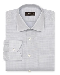 Canali Silver Small Check Dress Shirt - Contemporary Fit, Barrel Cuff Canali Silver Small Check Dress Shirt - Contemporary Fit, Barrel Cuff