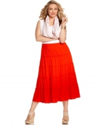 Spice up your style with Elementz' plus size maxi skirt, featuring a tiered design. (Clearance) Spice up your style with Elementz' plus size maxi skirt, featuring a tiered design. (Clearance)