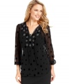 Be understated yet elegant in Charter Club's beaded petite tunic, featuring sheer fabric with a velvet polka-dot print.