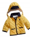 GUESS Newborn Quilted Jacket with Hat (0-9M), GOLD (6/9M)