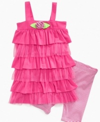 Dress up her casual-wear with this fun, frilly ruffle tunic and legging set from Sweet Heart Rose. (Clearance) Dress up her casual-wear with this fun, frilly ruffle tunic and legging set from Sweet Heart Rose. (Clearance)