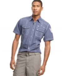 Great style is all in the details with these woven shirt from Marc Ecko Cut & Sew Shirt. Great style is all in the details with these woven shirt from Marc Ecko Cut & Sew Shirt.