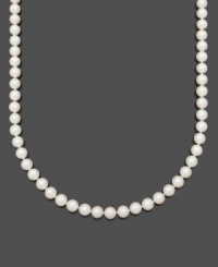 Polish your look with bright white pearls. Belle de Mer necklace features AAA Akoya cultured pearls (8-8-1/2 mm) set in 14k gold. Approximate length: 16 inches. Polish your look with bright white pearls. Belle de Mer necklace features AAA Akoya cultured pearls (8-8-1/2 mm) set in 14k gold. Approximate length: 16 inches.