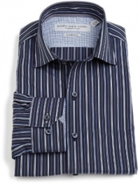 Marc New York Men's Slim Fit Spread Collar Poplin Stripe Shirt