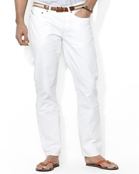 An essential pant in soft cotton twill is tailored in a five-pocket jean silhouette with a straight leg, flat front and classic rise. An essential pant in soft cotton twill is tailored in a five-pocket jean silhouette with a straight leg, flat front and classic rise.