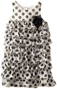 Bloome Girls 7-16 Tiered Polka Dot Dress, Black/White, 14 Bloome Girls 7-16 Tiered Polka Dot Dress, Black/White, 14