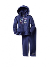 Calvin Klein Baby-Girl's Infant Hooded Pant Set, Blue, 18 Months Calvin Klein Baby-Girl's Infant Hooded Pant Set, Blue, 18 Months